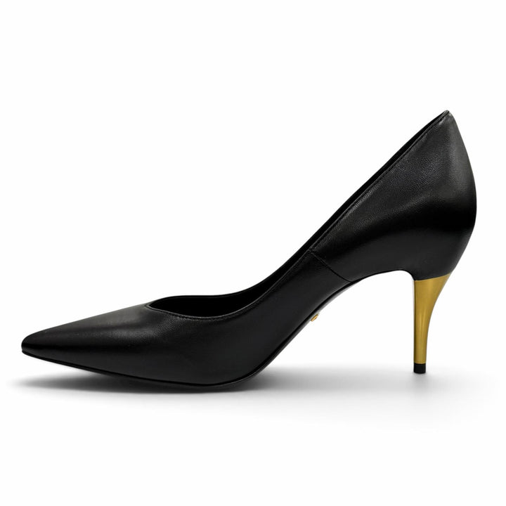 Pristine GUCCI pumps Pointed toe stiletto heel leather black leather 36 716687