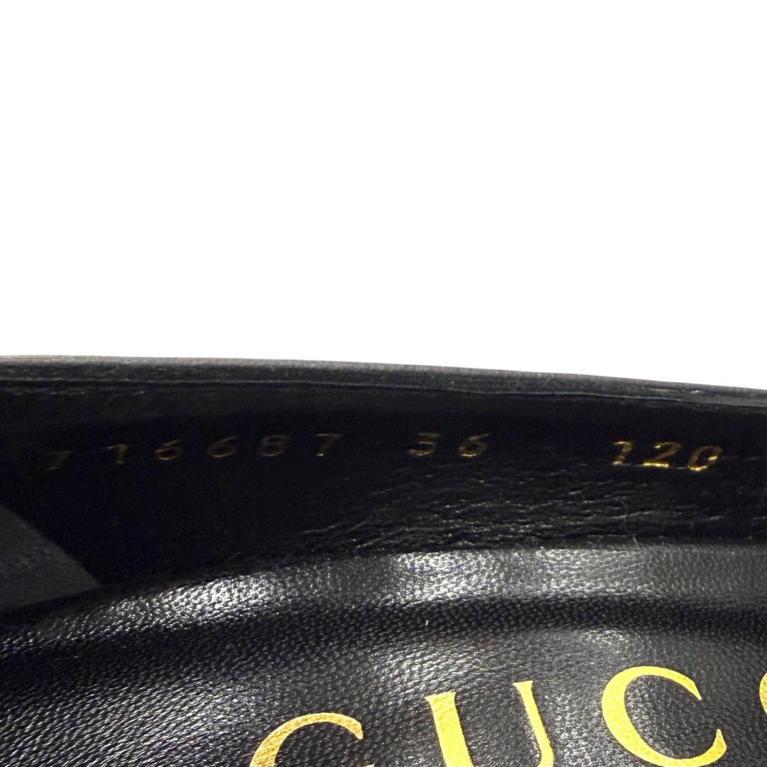 Pristine GUCCI pumps Pointed toe stiletto heel leather black leather 36 716687