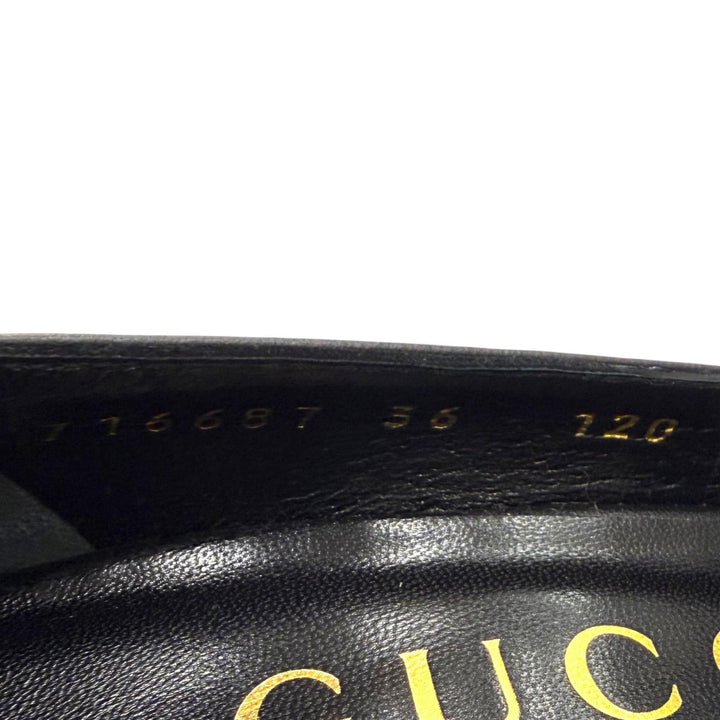 Pristine GUCCI pumps Pointed toe stiletto heel leather black leather 36 716687