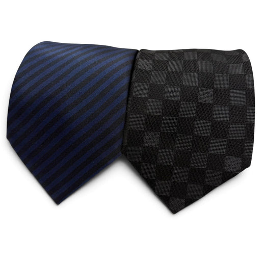 Great LOUIS VUITTON tie Cravat Damier Classic Stripe Tie Set of 2 black silk