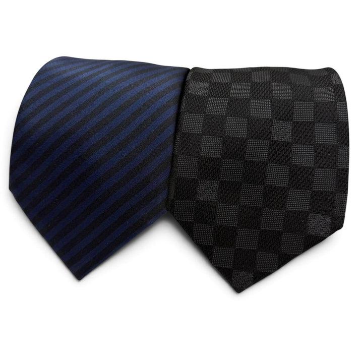Great LOUIS VUITTON tie Cravat Damier Classic Stripe Tie Set of 2 black silk