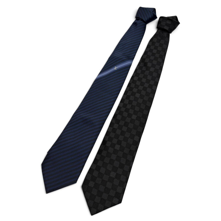 Great LOUIS VUITTON tie Cravat Damier Classic Stripe Tie Set of 2 black silk
