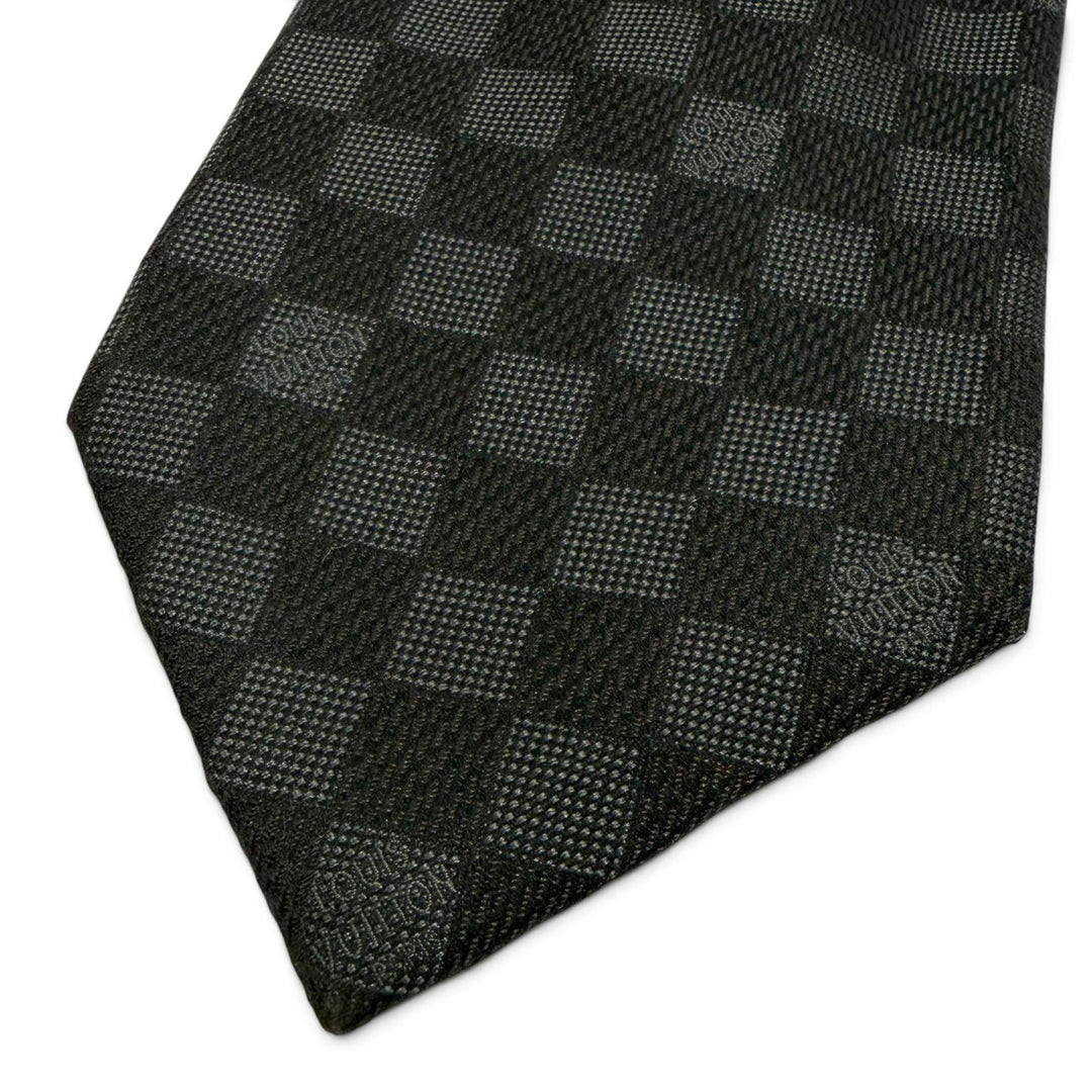 Great LOUIS VUITTON tie Cravat Damier Classic Stripe Tie Set of 2 black silk