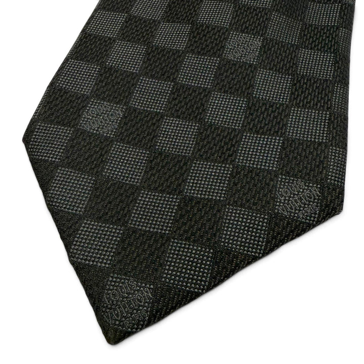 Great LOUIS VUITTON tie Cravat Damier Classic Stripe Tie Set of 2 black silk