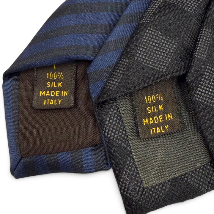 Great LOUIS VUITTON tie Cravat Damier Classic Stripe Tie Set of 2 black silk