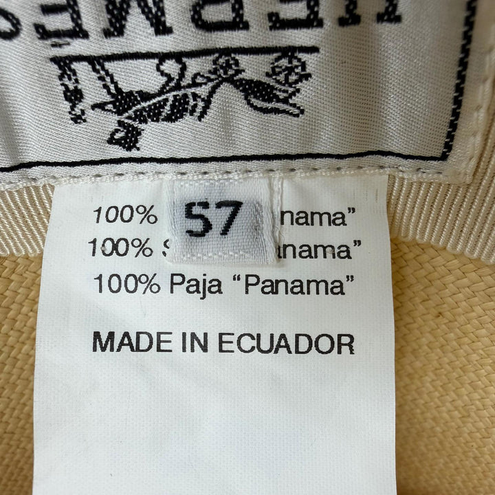 Excellent HERMES hat Ribbon tape Panama hat, straw hat, fedora natural Women 57