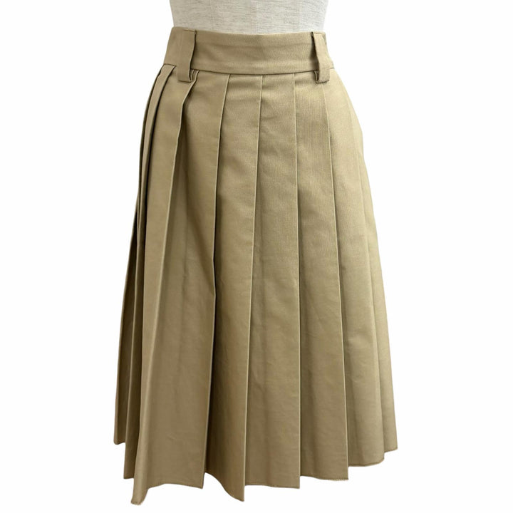 Great Miu Miu Pleated skirt West logo cut-off chinos beige cotton 40 MG1781