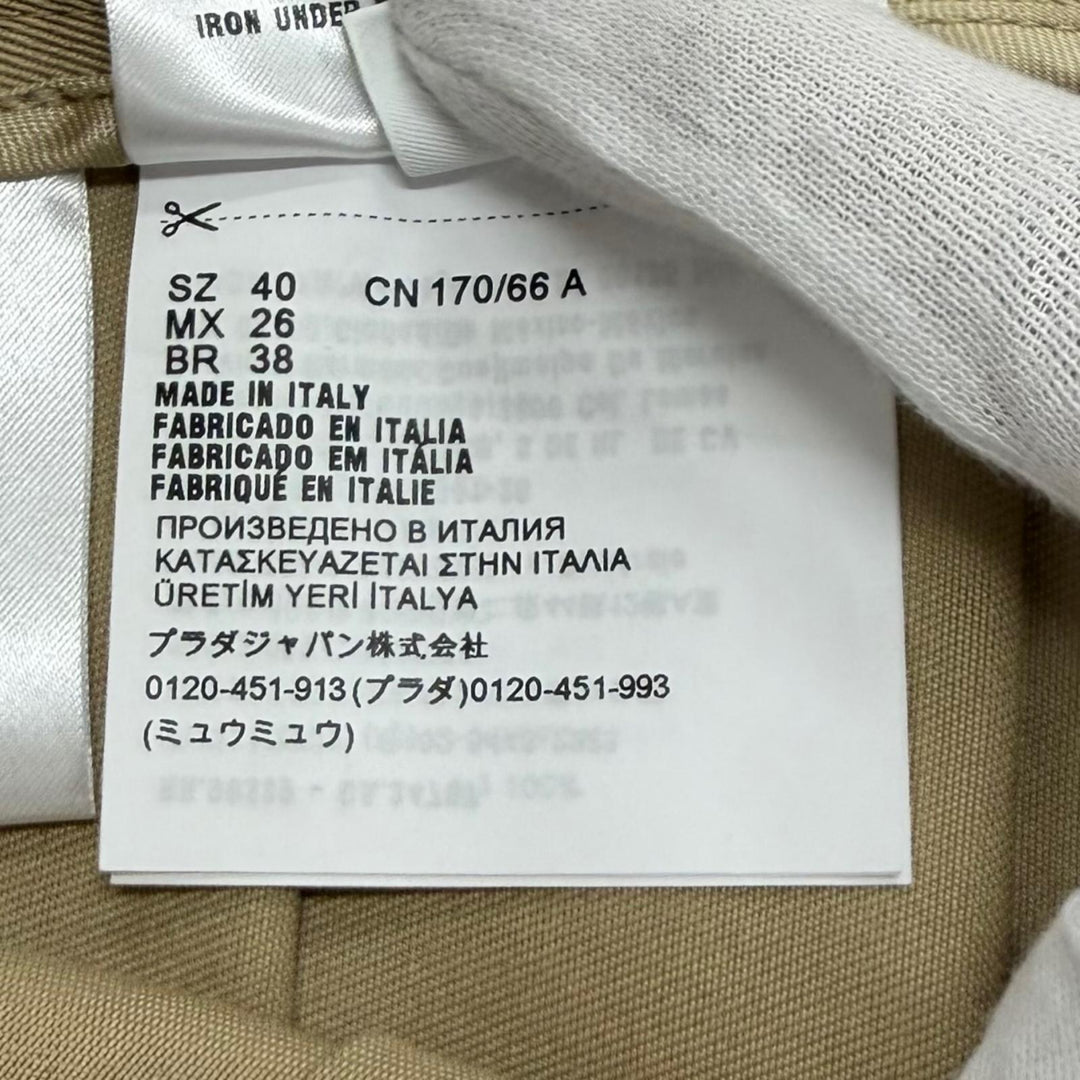 Great Miu Miu Pleated skirt West logo cut-off chinos beige cotton 40 MG1781