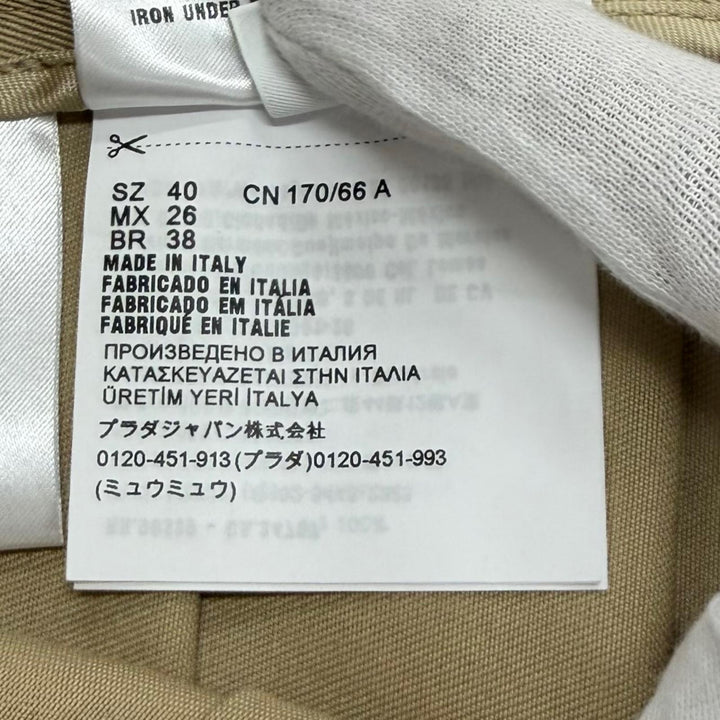 Great Miu Miu Pleated skirt West logo cut-off chinos beige cotton 40 MG1781