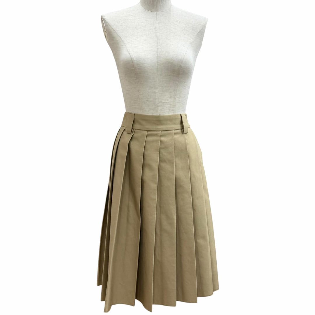Great Miu Miu Pleated skirt West logo cut-off chinos beige cotton 40 MG1781