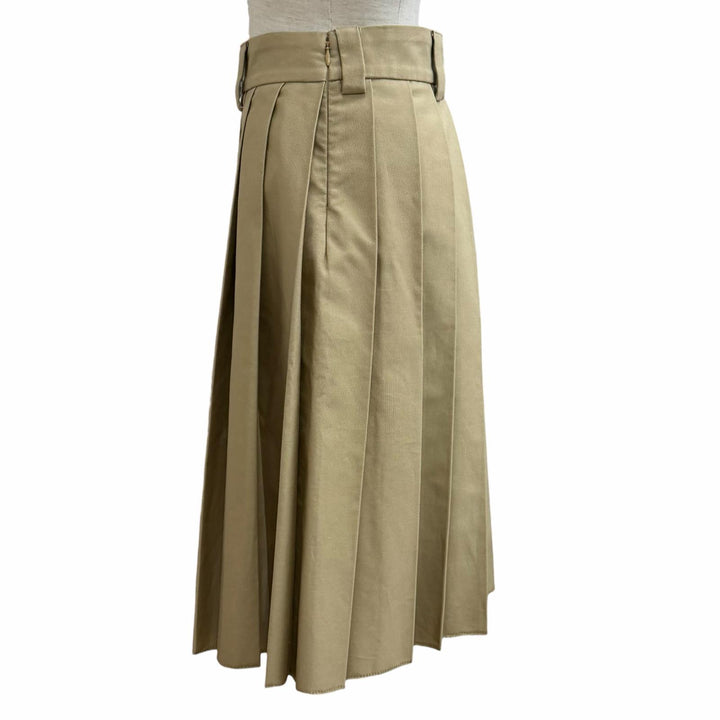 Great Miu Miu Pleated skirt West logo cut-off chinos beige cotton 40 MG1781