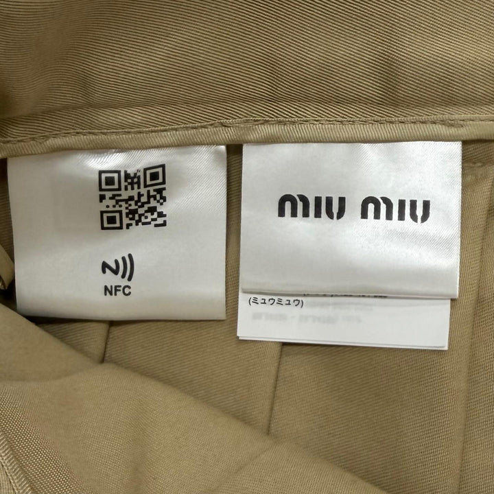 Great Miu Miu Pleated skirt West logo cut-off chinos beige cotton 40 MG1781