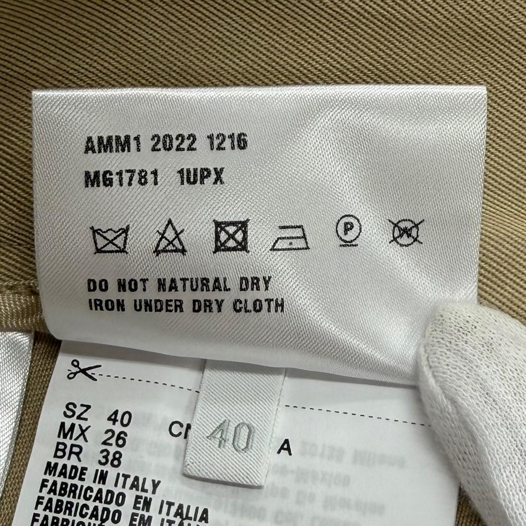 Great Miu Miu Pleated skirt West logo cut-off chinos beige cotton 40 MG1781