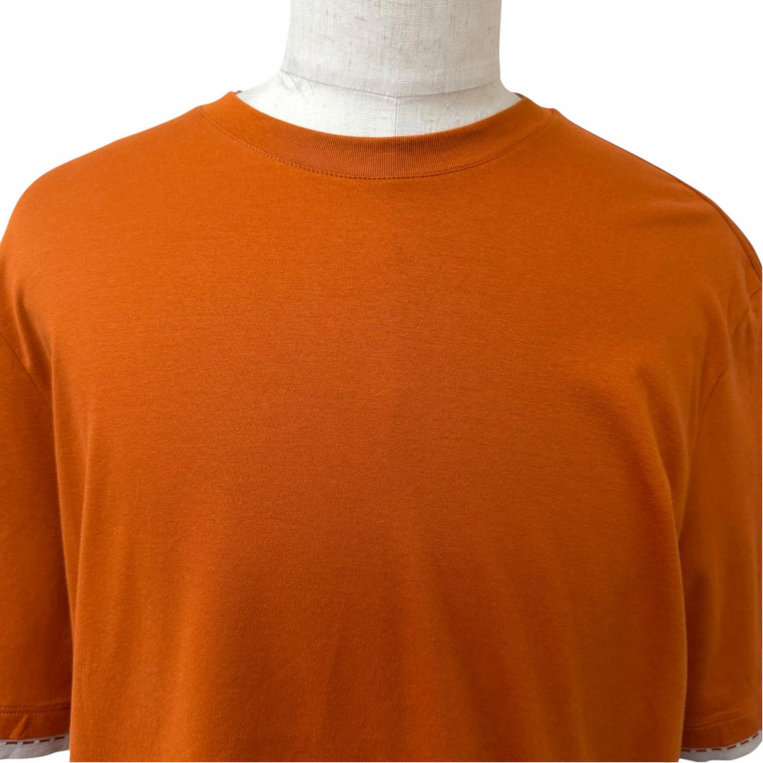 Excellent HERMES Short sleeve T-shirt Saddle stitch Brown cotton