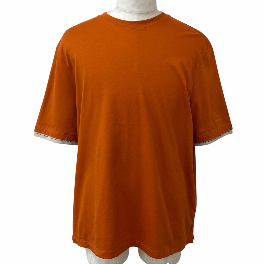 Excellent HERMES Short sleeve T-shirt Saddle stitch Brown cotton