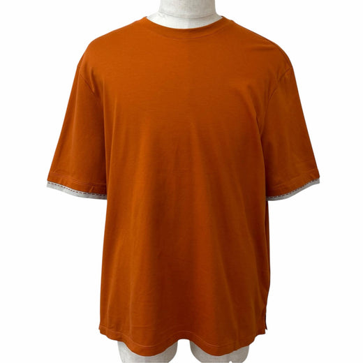 Excellent HERMES Short sleeve T-shirt Saddle stitch Brown cotton