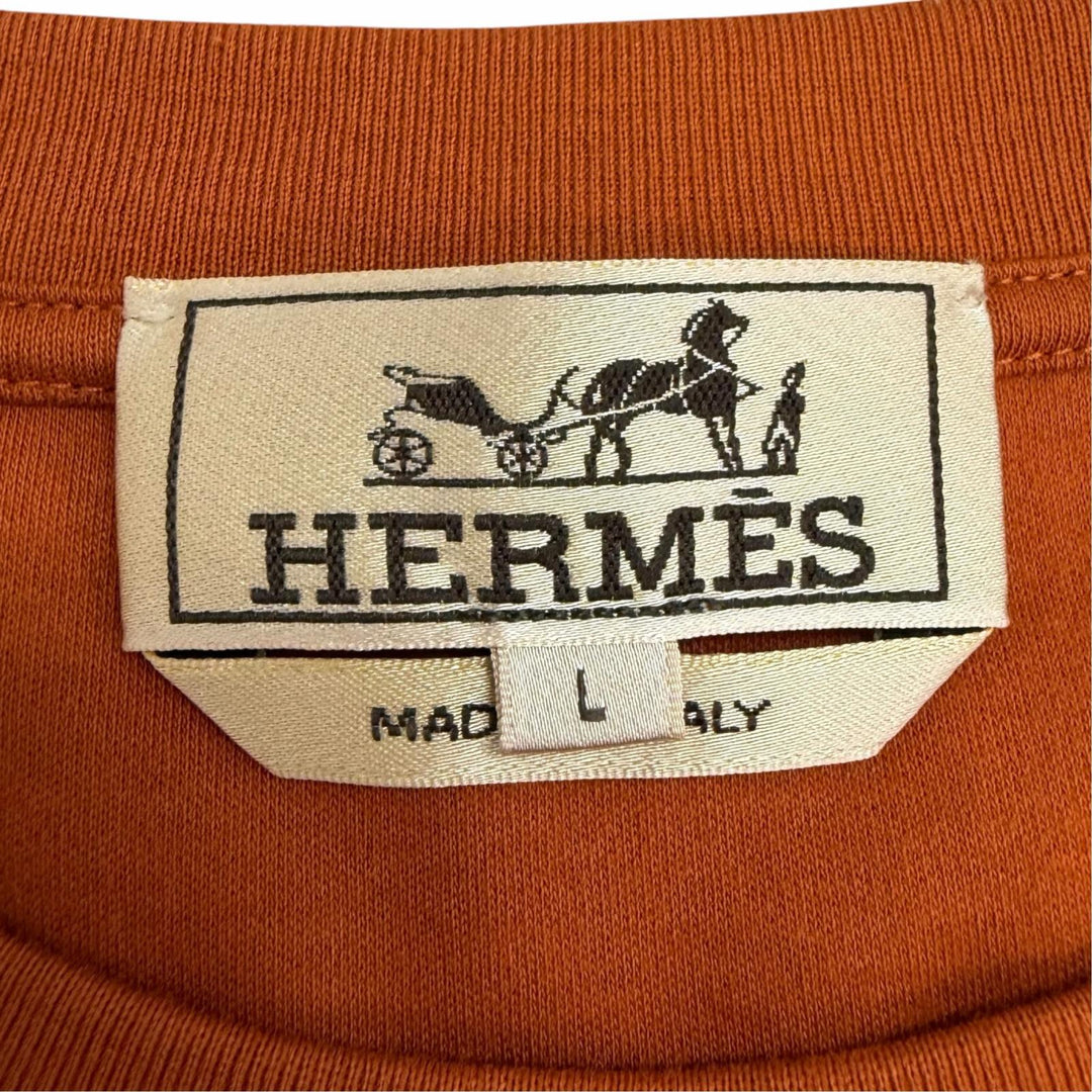Excellent HERMES Short sleeve T-shirt Saddle stitch Brown cotton