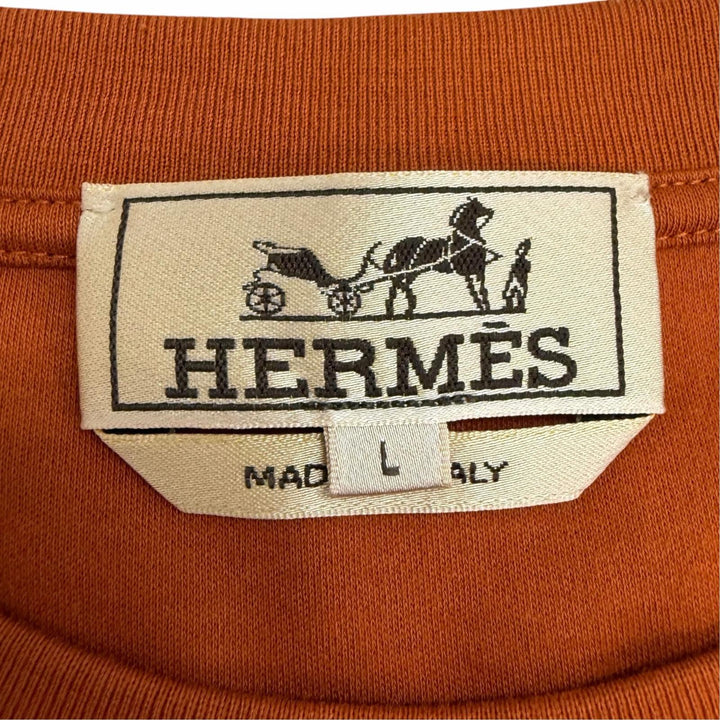 Excellent HERMES Short sleeve T-shirt Saddle stitch Brown cotton