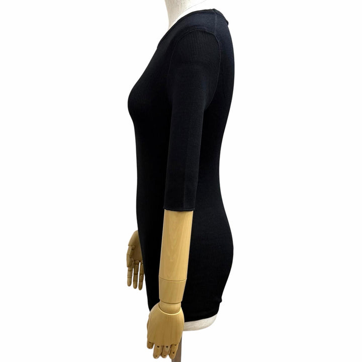 Pristine LOUIS VUITTON Short sleeve knit Tight ribbed knit crew neck wool L