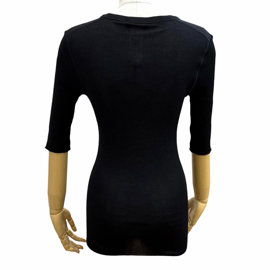 Pristine LOUIS VUITTON Short sleeve knit Tight ribbed knit crew neck wool L