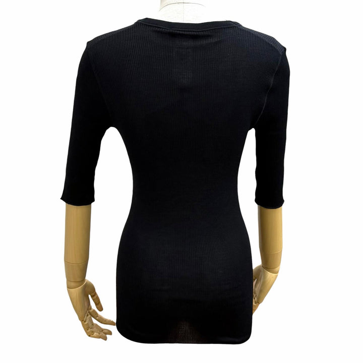 Pristine LOUIS VUITTON Short sleeve knit Tight ribbed knit crew neck wool L