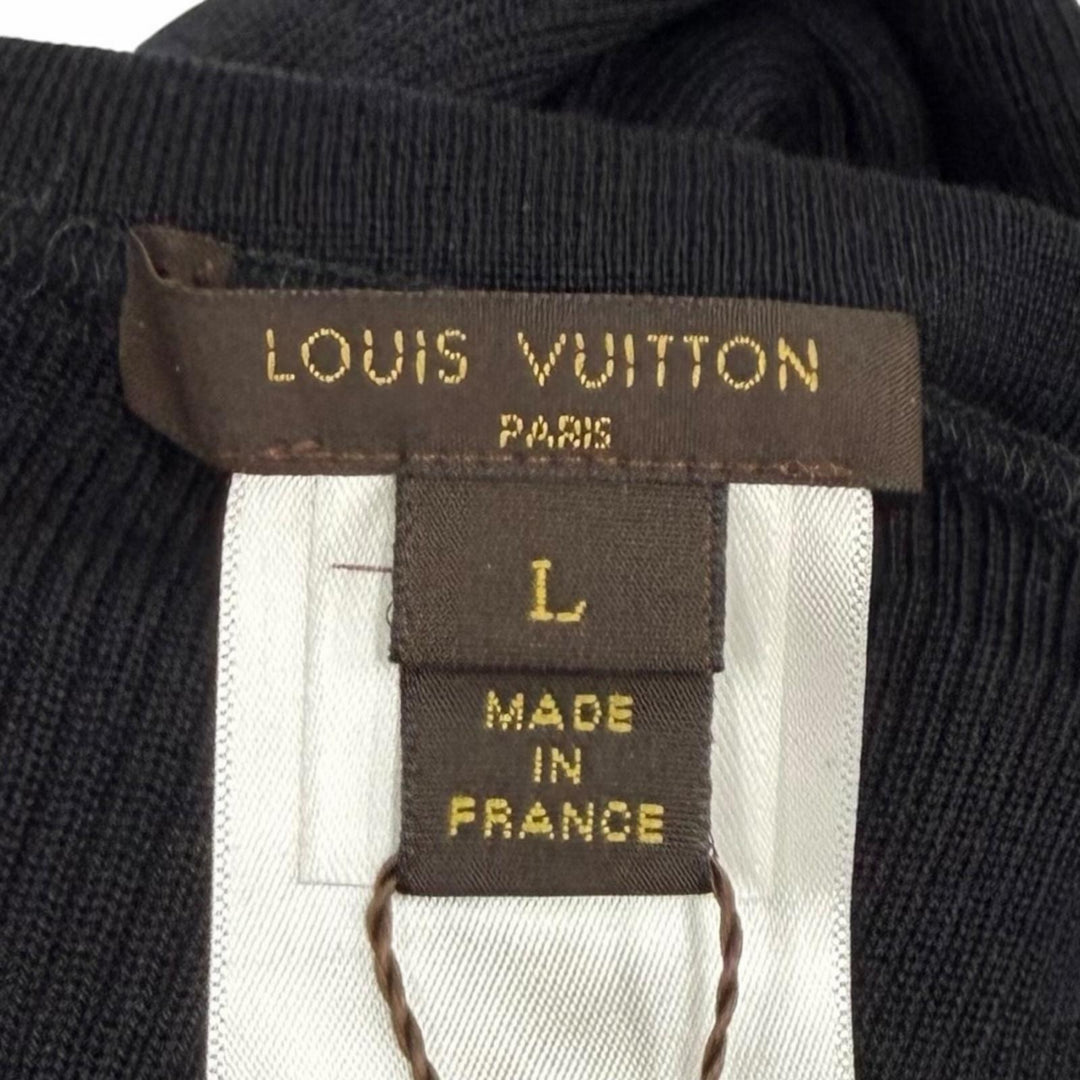 Pristine LOUIS VUITTON Short sleeve knit Tight ribbed knit crew neck wool L