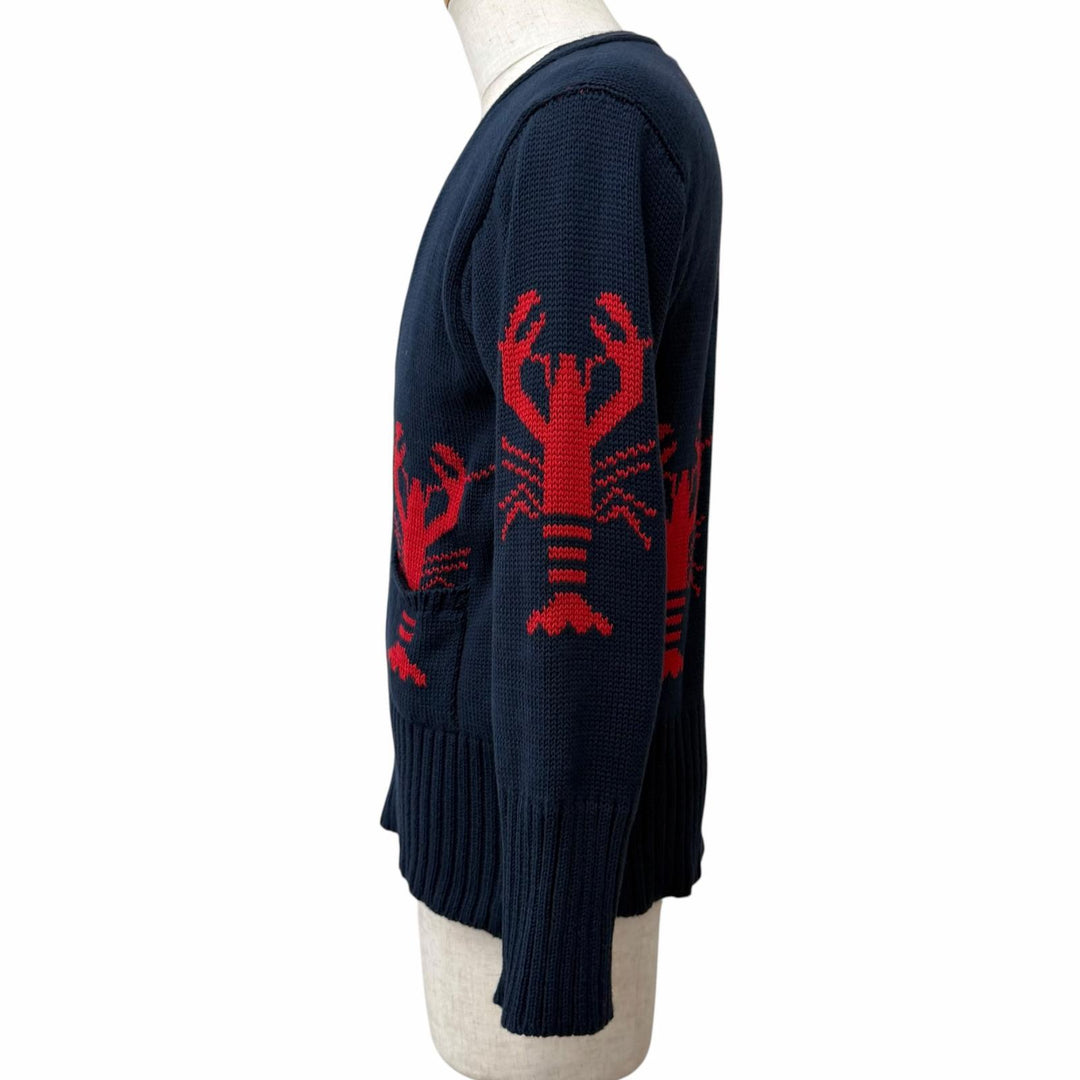 Great THOM BROWNE cardigan lobster Navy cotton mens 3 MKC001BKC139