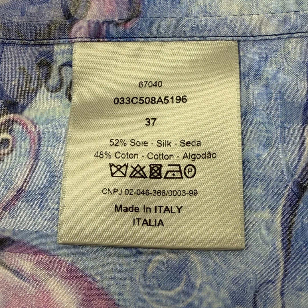 Pristine DIOR KENNY SCHARF Short sleeve shirt blue silk mens 37 033C508A5196