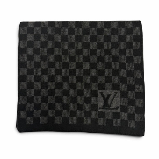Great LOUIS VUITTON Scarf Escalp Petit Damier black wool mens 401910
