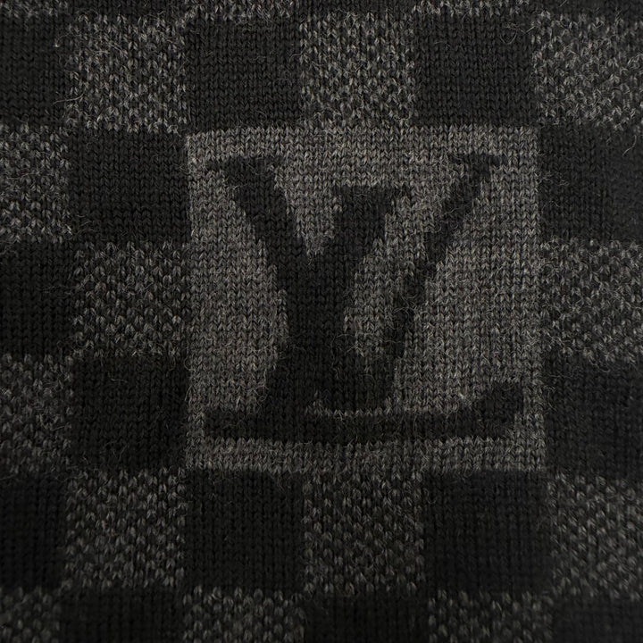 Great LOUIS VUITTON Scarf Escalp Petit Damier black wool mens 401910