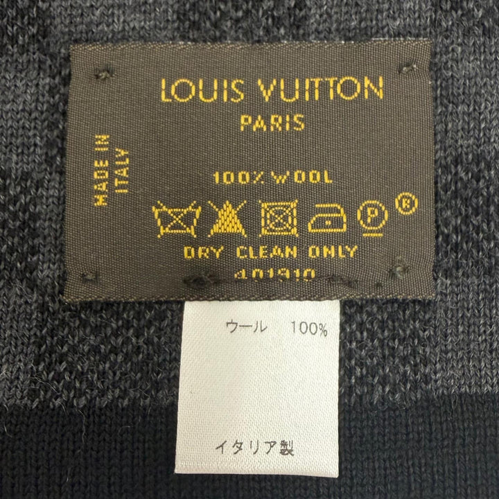 Great LOUIS VUITTON Scarf Escalp Petit Damier black wool mens 401910