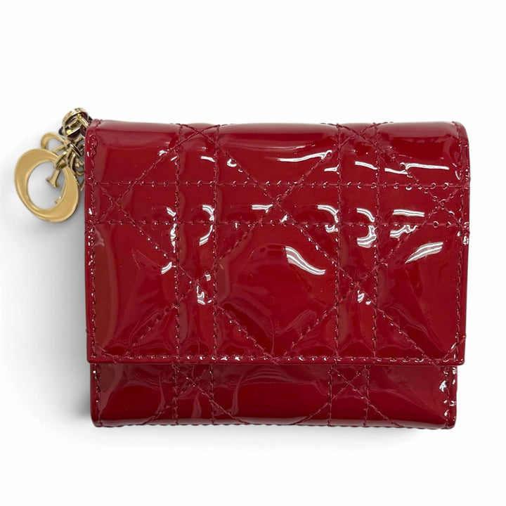 Pristine Christian Dior Lady Dior Lotus Wallet Cannage current product Red