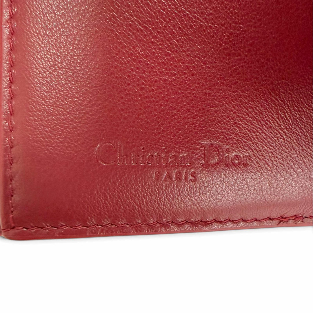 Pristine Christian Dior Lady Dior Lotus Wallet Cannage current product Red