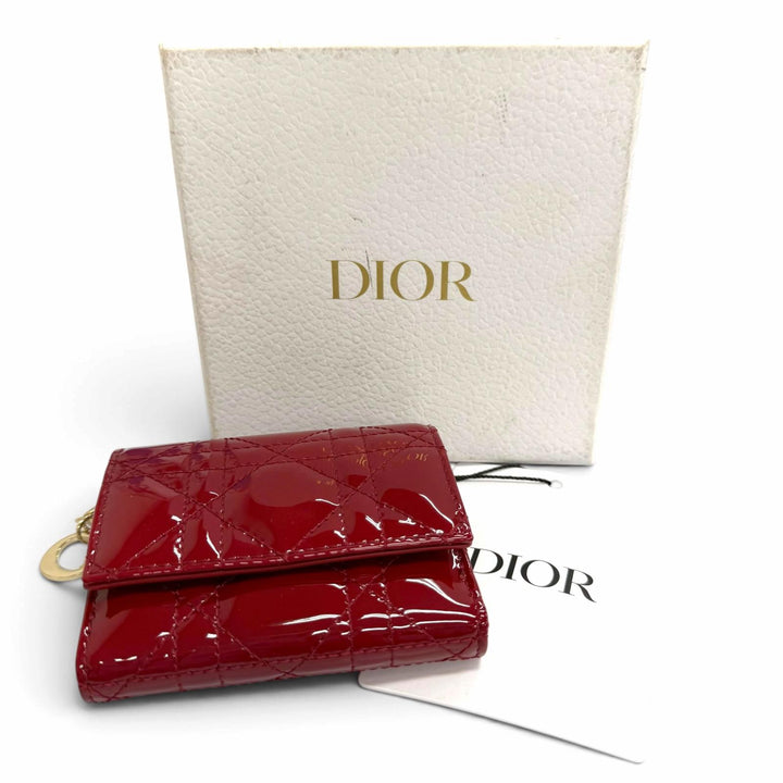 Pristine Christian Dior Lady Dior Lotus Wallet Cannage current product Red
