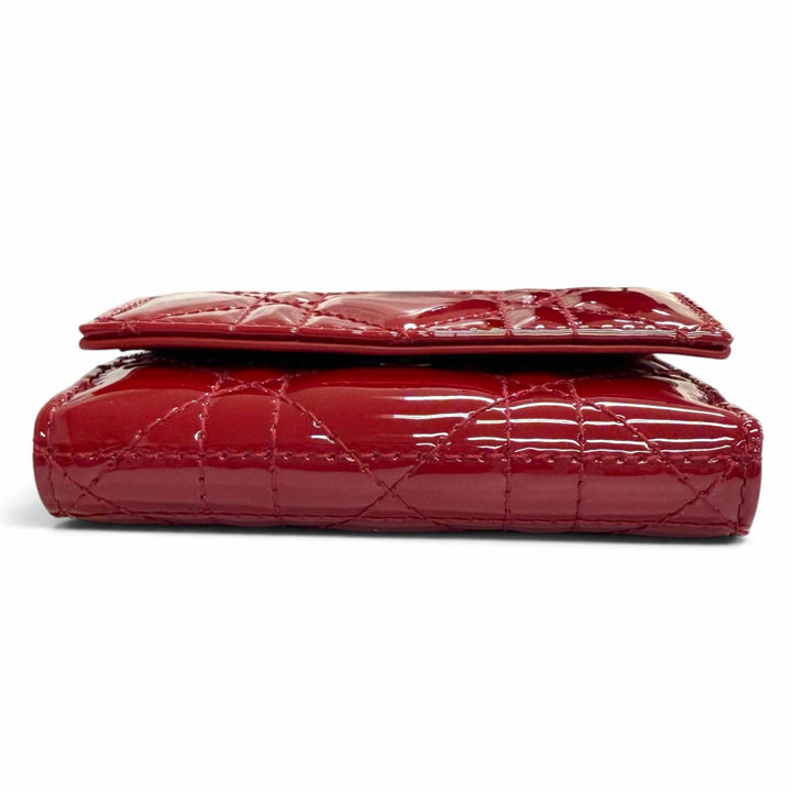 Pristine Christian Dior Lady Dior Lotus Wallet Cannage current product Red