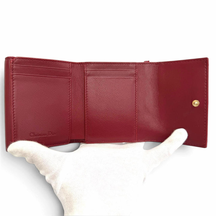 Pristine Christian Dior Lady Dior Lotus Wallet Cannage current product Red