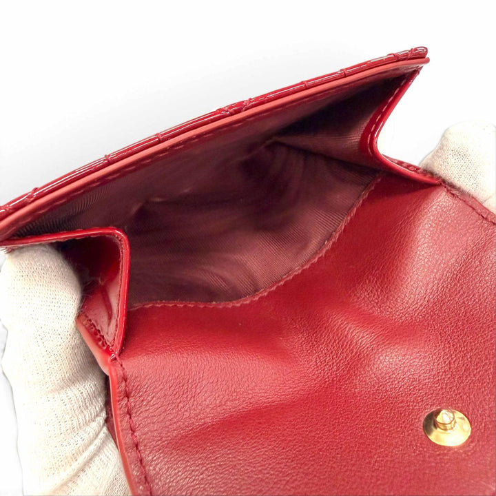 Pristine Christian Dior Lady Dior Lotus Wallet Cannage current product Red