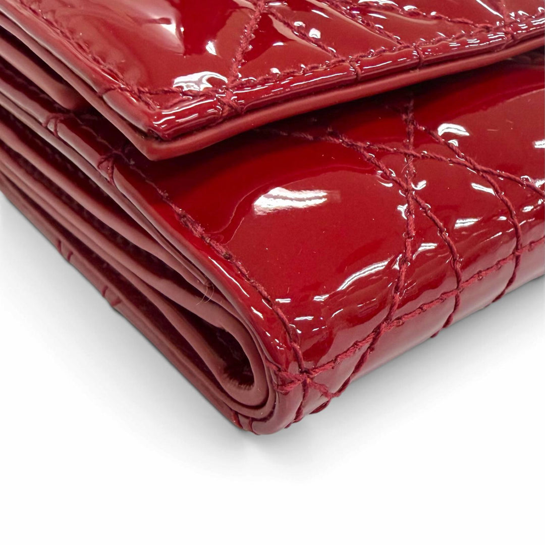 Pristine Christian Dior Lady Dior Lotus Wallet Cannage current product Red
