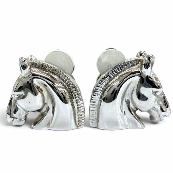 Excellent HERMES Earring Cheval Earring Horse motif accessories Silver Women