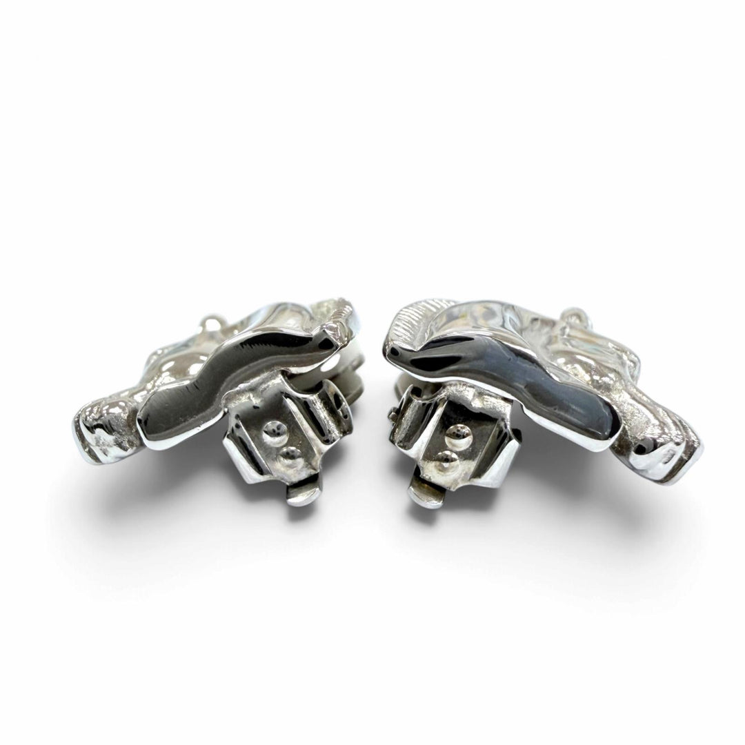 Excellent HERMES Earring Cheval Earring Horse motif accessories Silver Women