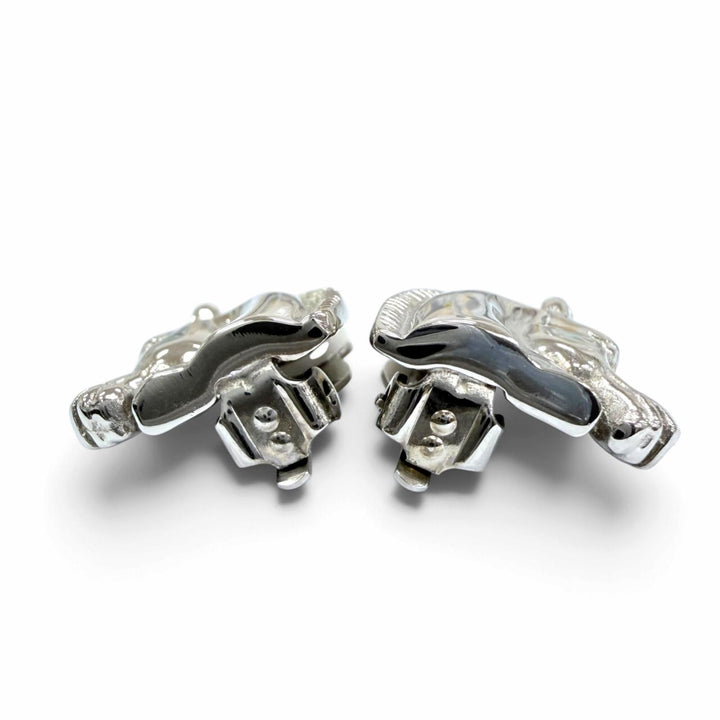 Excellent HERMES Earring Cheval Earring Horse motif accessories Silver Women