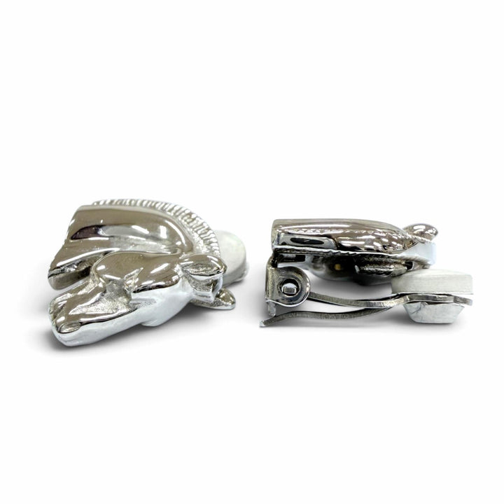 Excellent HERMES Earring Cheval Earring Horse motif accessories Silver Women