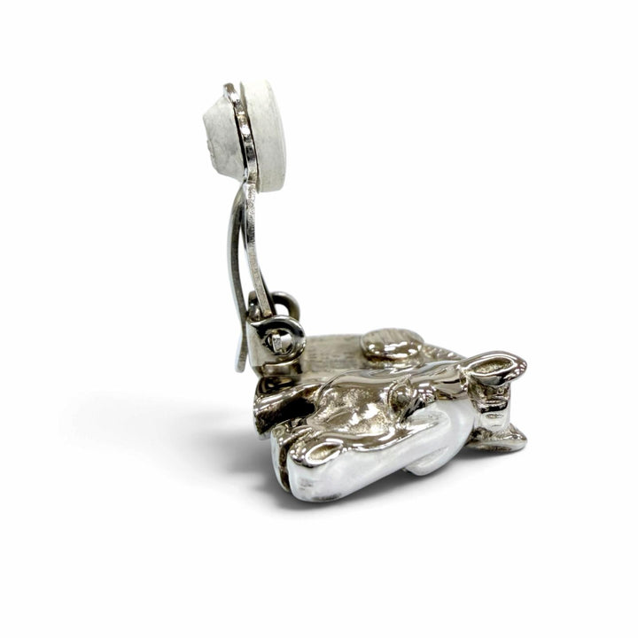 Excellent HERMES Earring Cheval Earring Horse motif accessories Silver Women