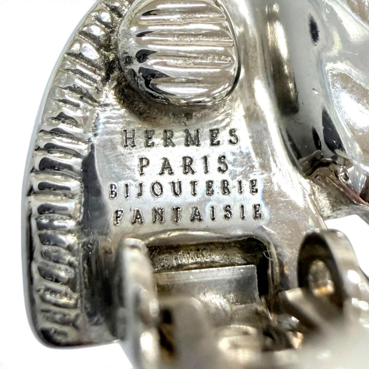 Excellent HERMES Earring Cheval Earring Horse motif accessories Silver Women