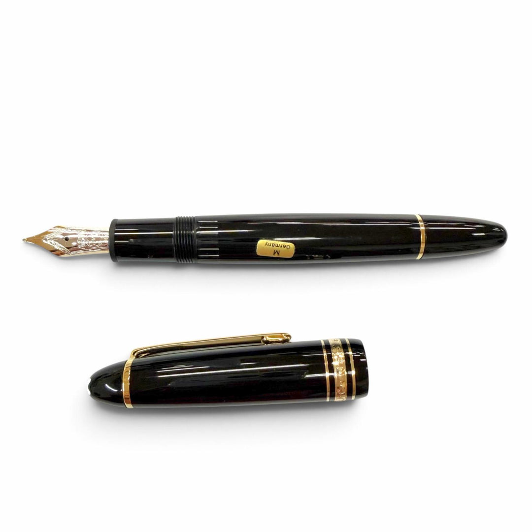Excellent MONTBLANC fountain pen Meisterstückle Grand white star black 14K mens