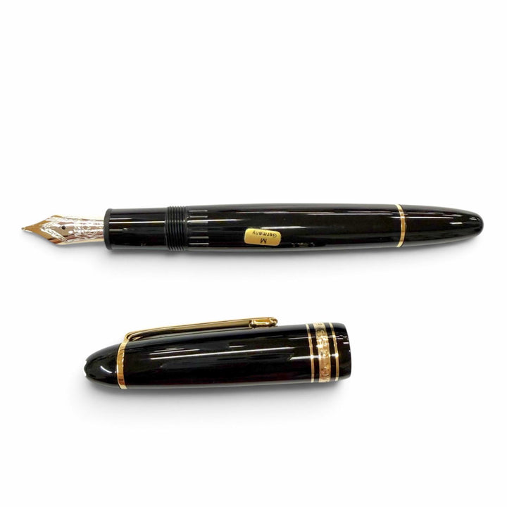 Excellent MONTBLANC fountain pen Meisterstückle Grand white star black 14K mens