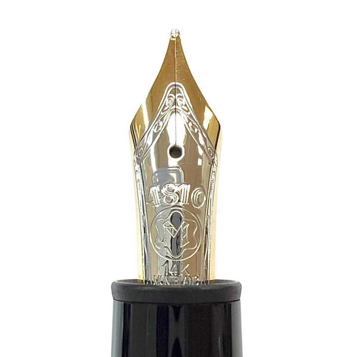 Excellent MONTBLANC fountain pen Meisterstückle Grand white star black 14K mens