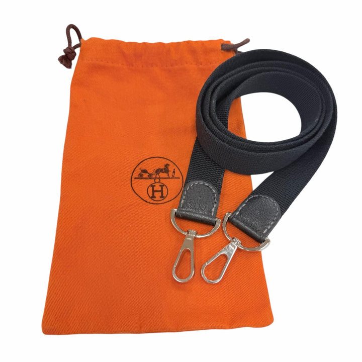 Great HERMES Shoulder strap For garden parties black canvas Women