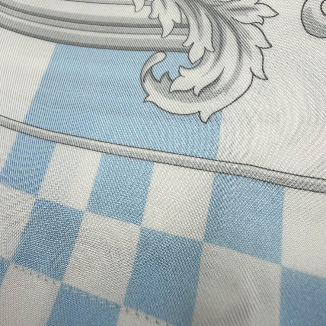 Pristine VERSACE Shorts Baroque Pattern Light blue silk mens 52 1002476