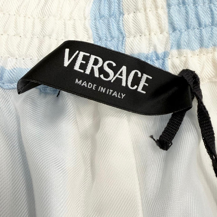 Pristine VERSACE Shorts Baroque Pattern Light blue silk mens 52 1002476